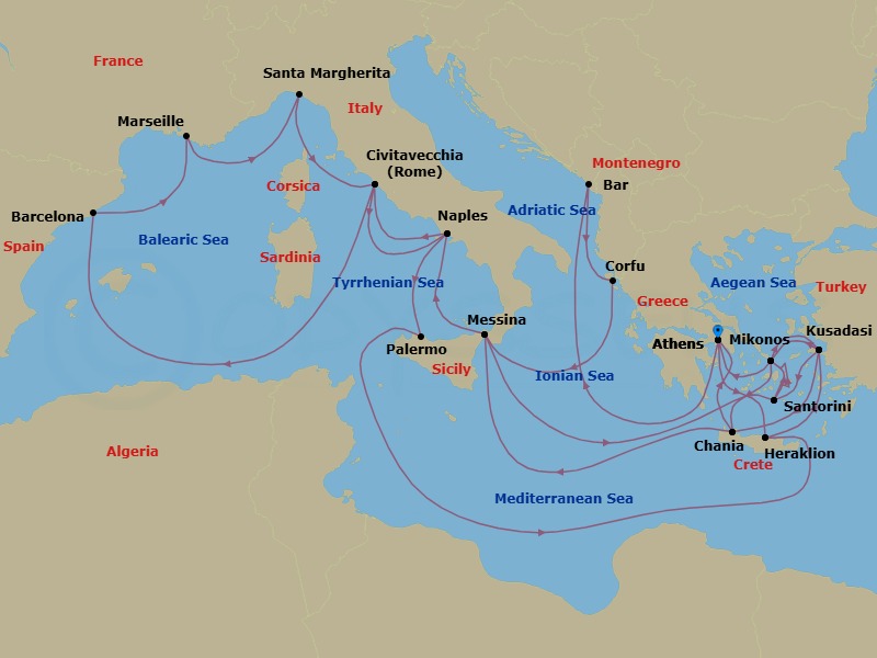 Itinerary map