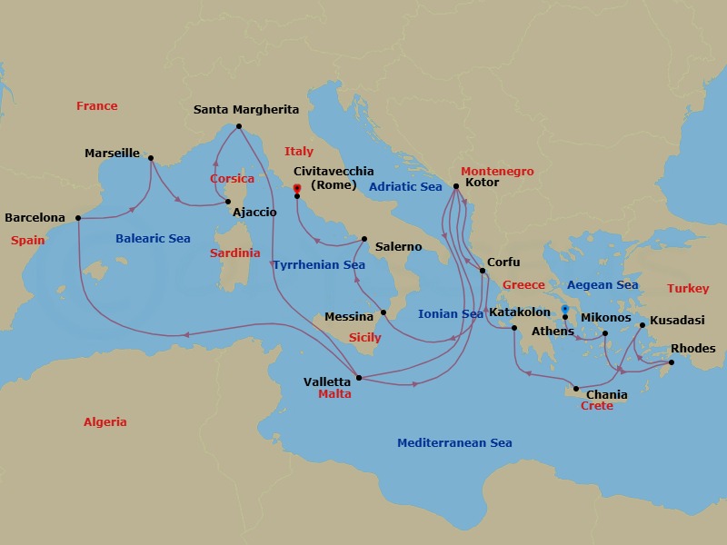 Itinerary map