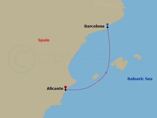 Route map: Barcelona → Alicante