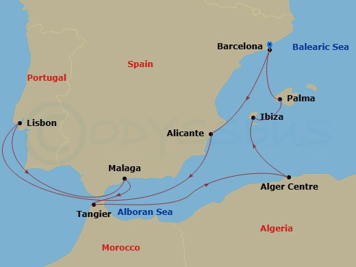 Itinerary map