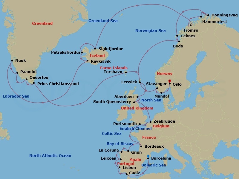 Itinerary map