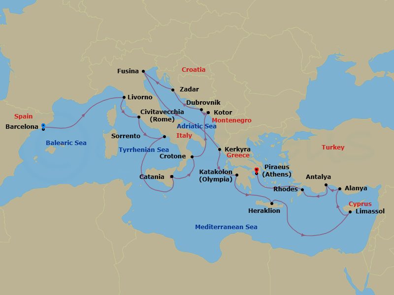 Itinerary map
