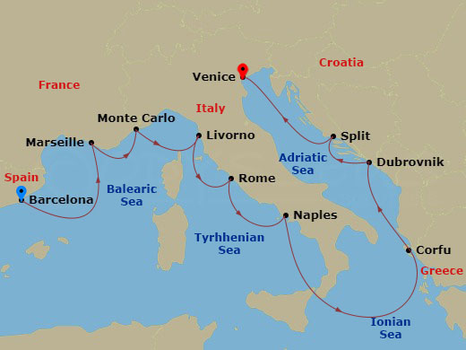 Itinerary map