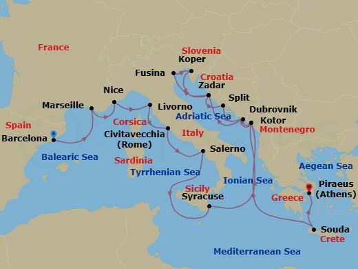 Itinerary map