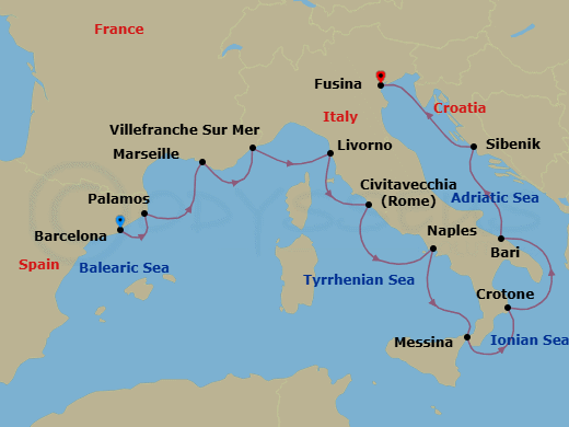 Itinerary map