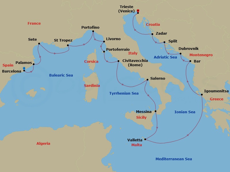 Itinerary map