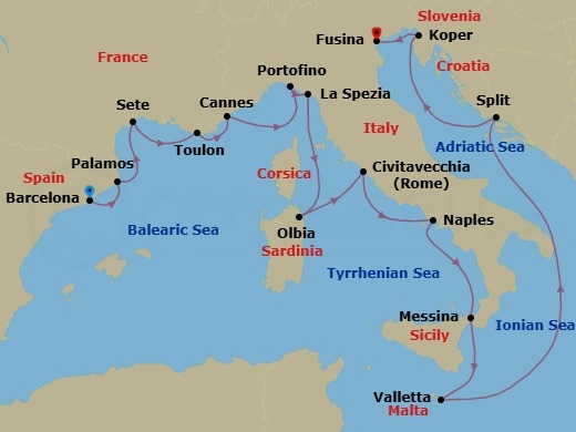 Itinerary map