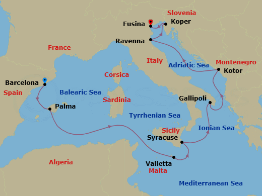 Itinerary map