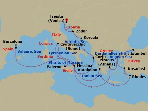 Itinerary map