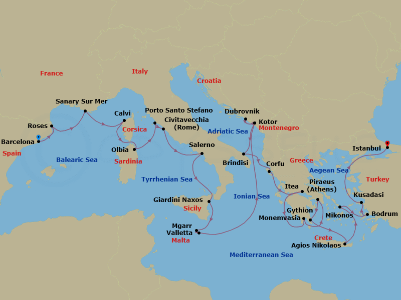 Itinerary map