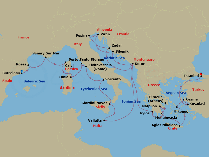 Itinerary map
