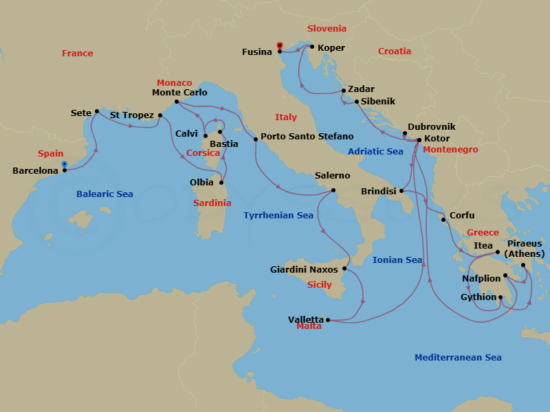 Itinerary map