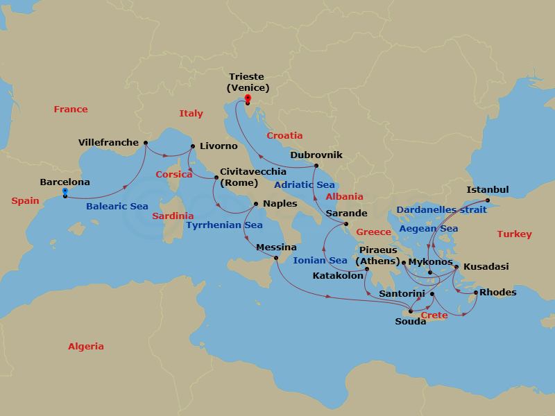 Itinerary map