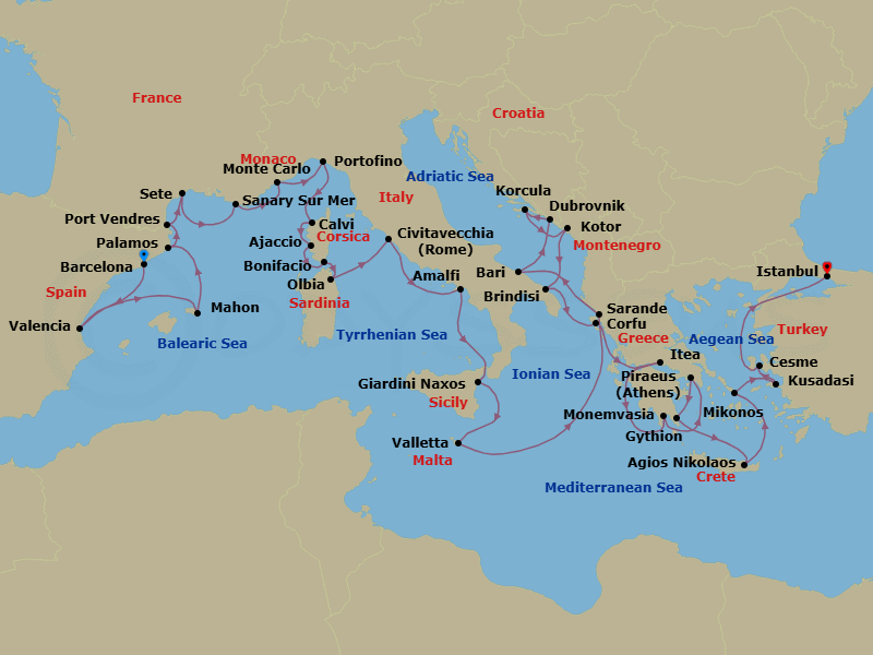 Itinerary map