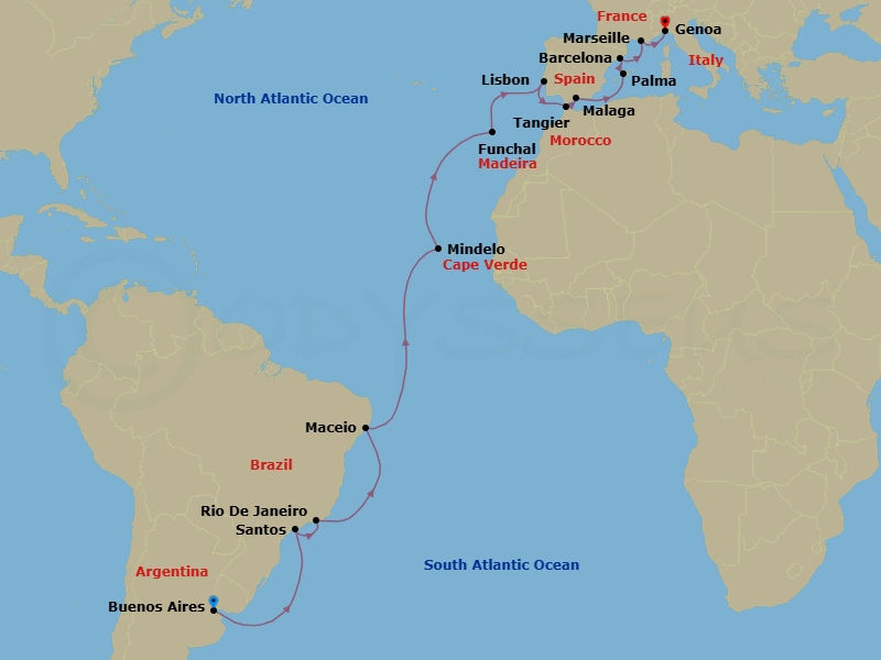 Itinerary map