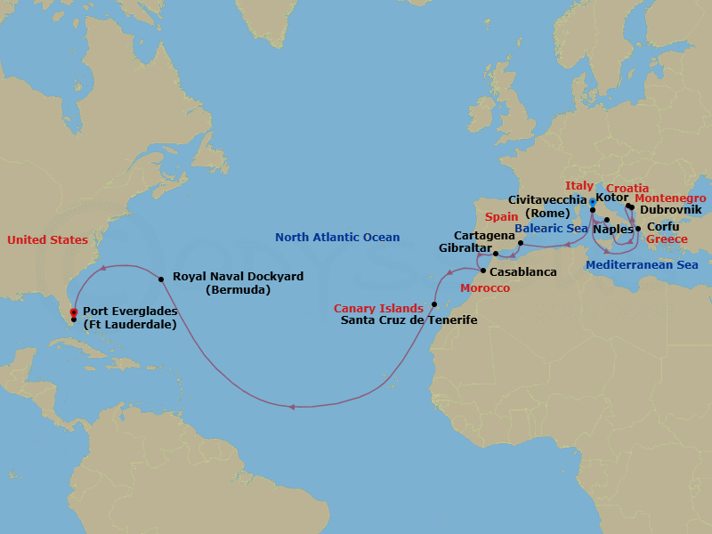 Itinerary map