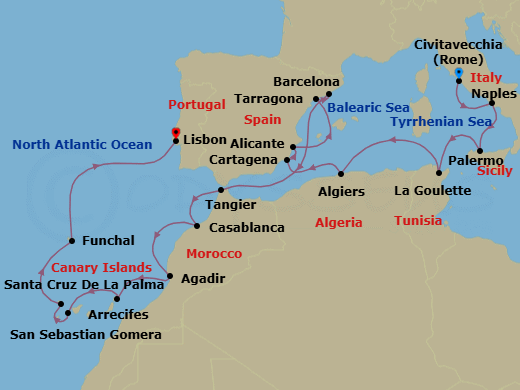 Itinerary map