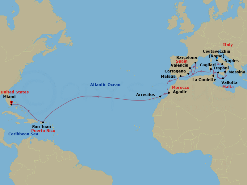 Itinerary map