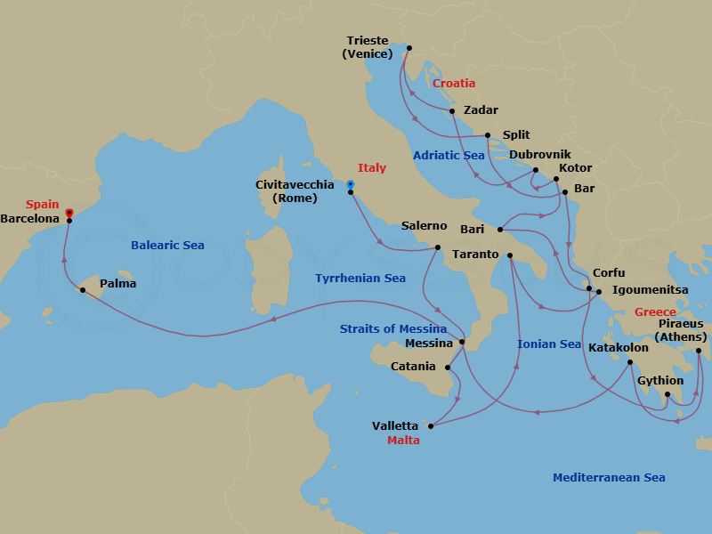 Itinerary map