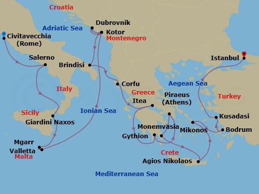 Itinerary map