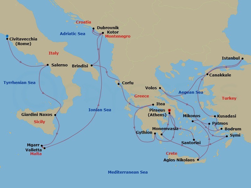 Itinerary map
