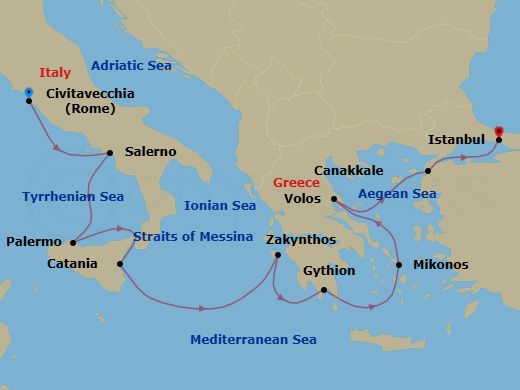 Itinerary map
