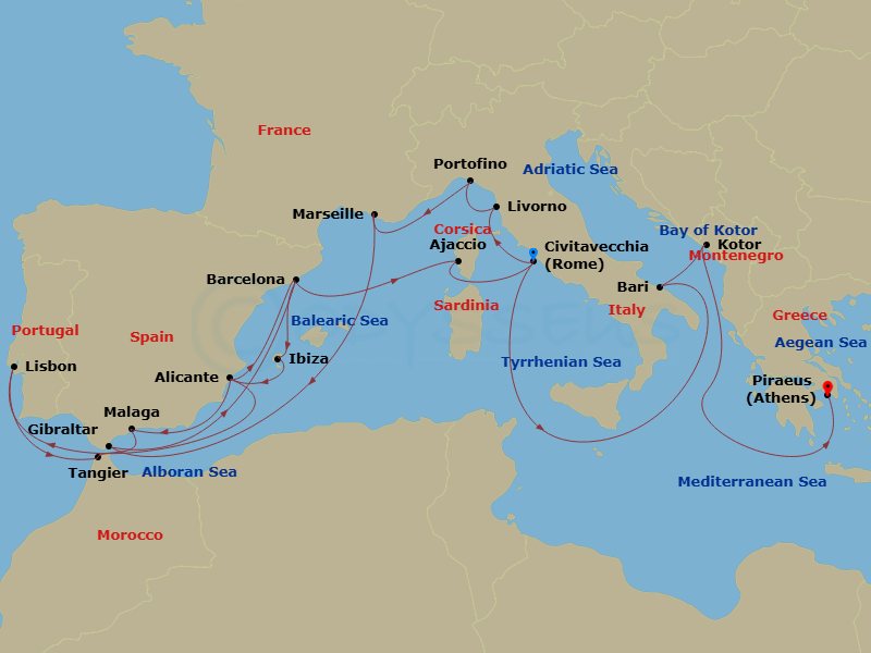 Itinerary map