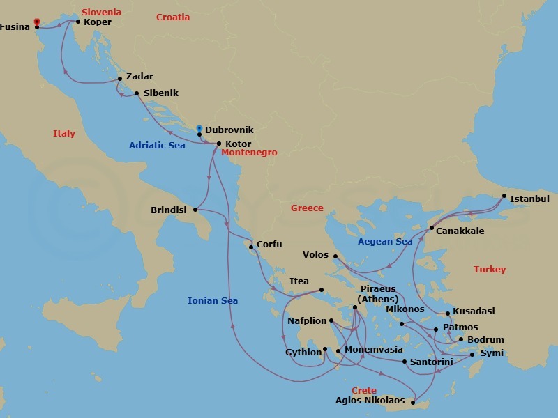 Itinerary map