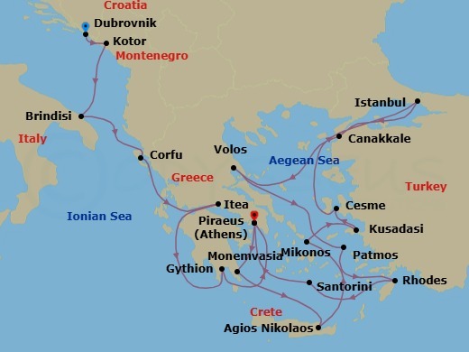 Itinerary map