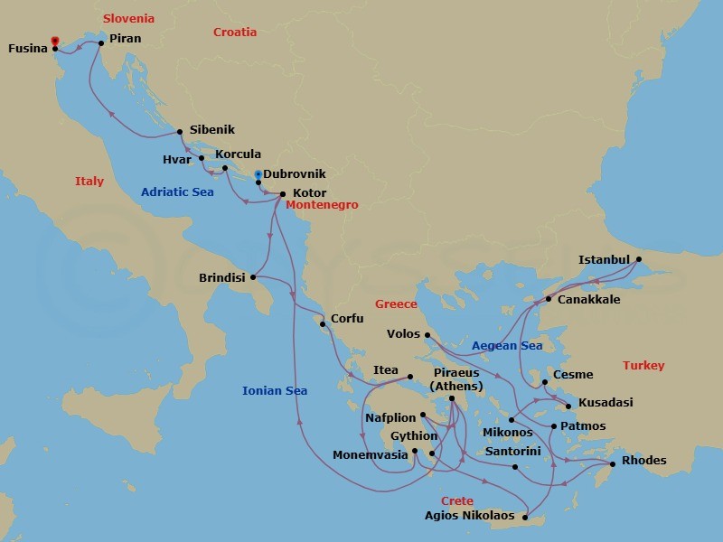 Itinerary map