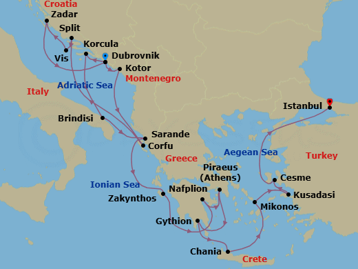 Itinerary map