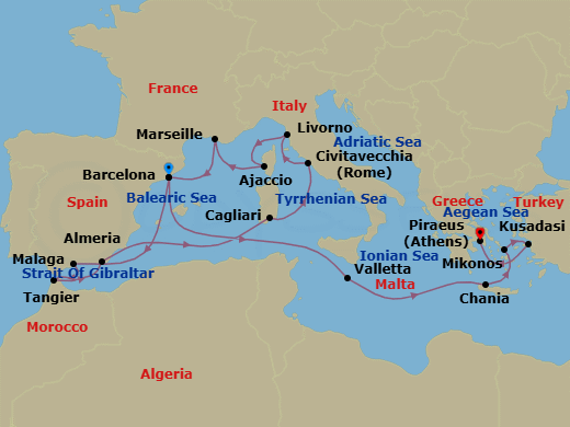 Itinerary map