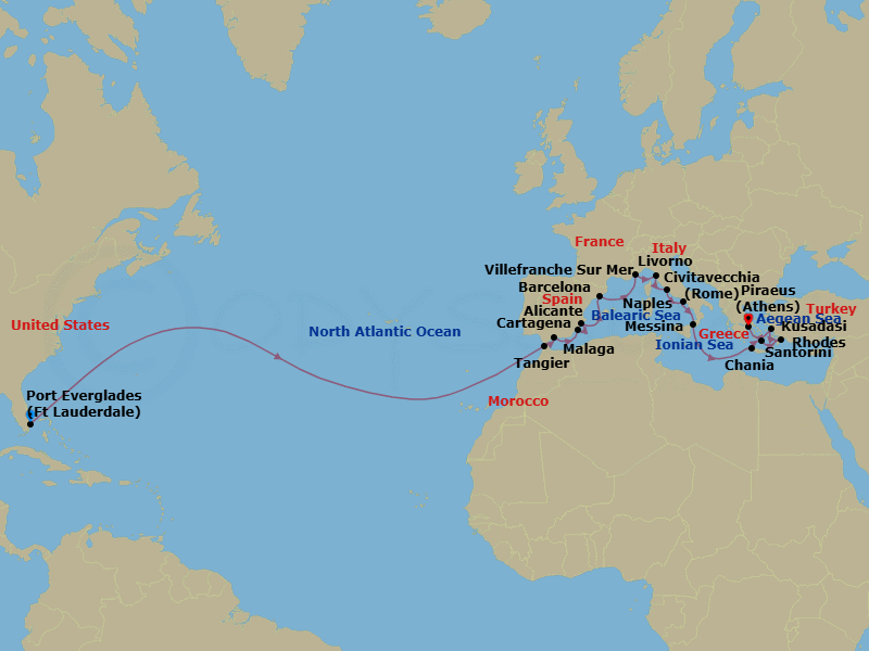 Itinerary map