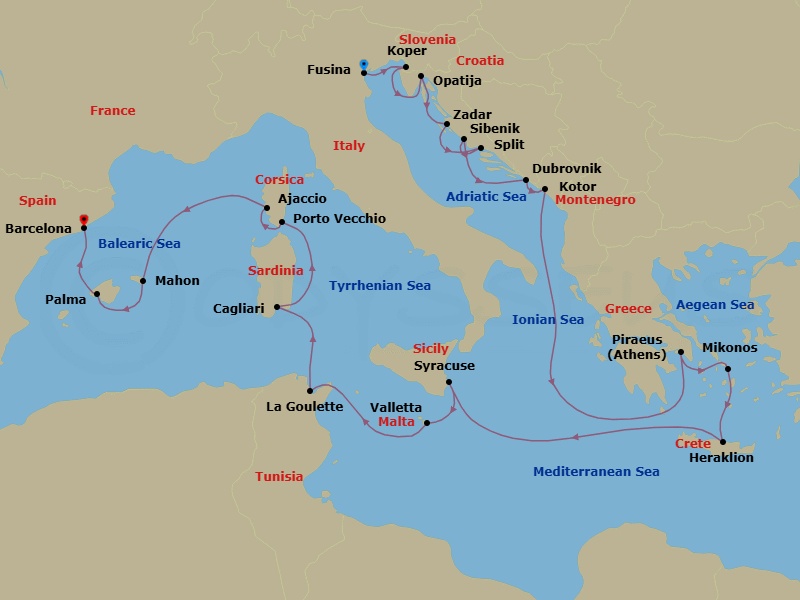 Itinerary map