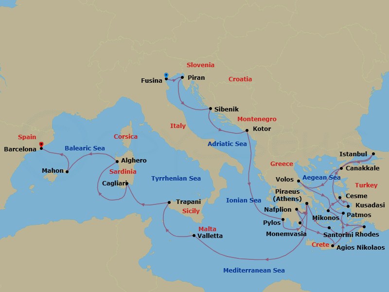 Itinerary map