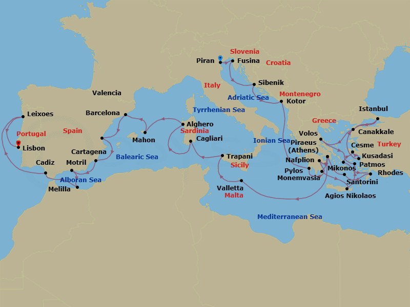 Itinerary map