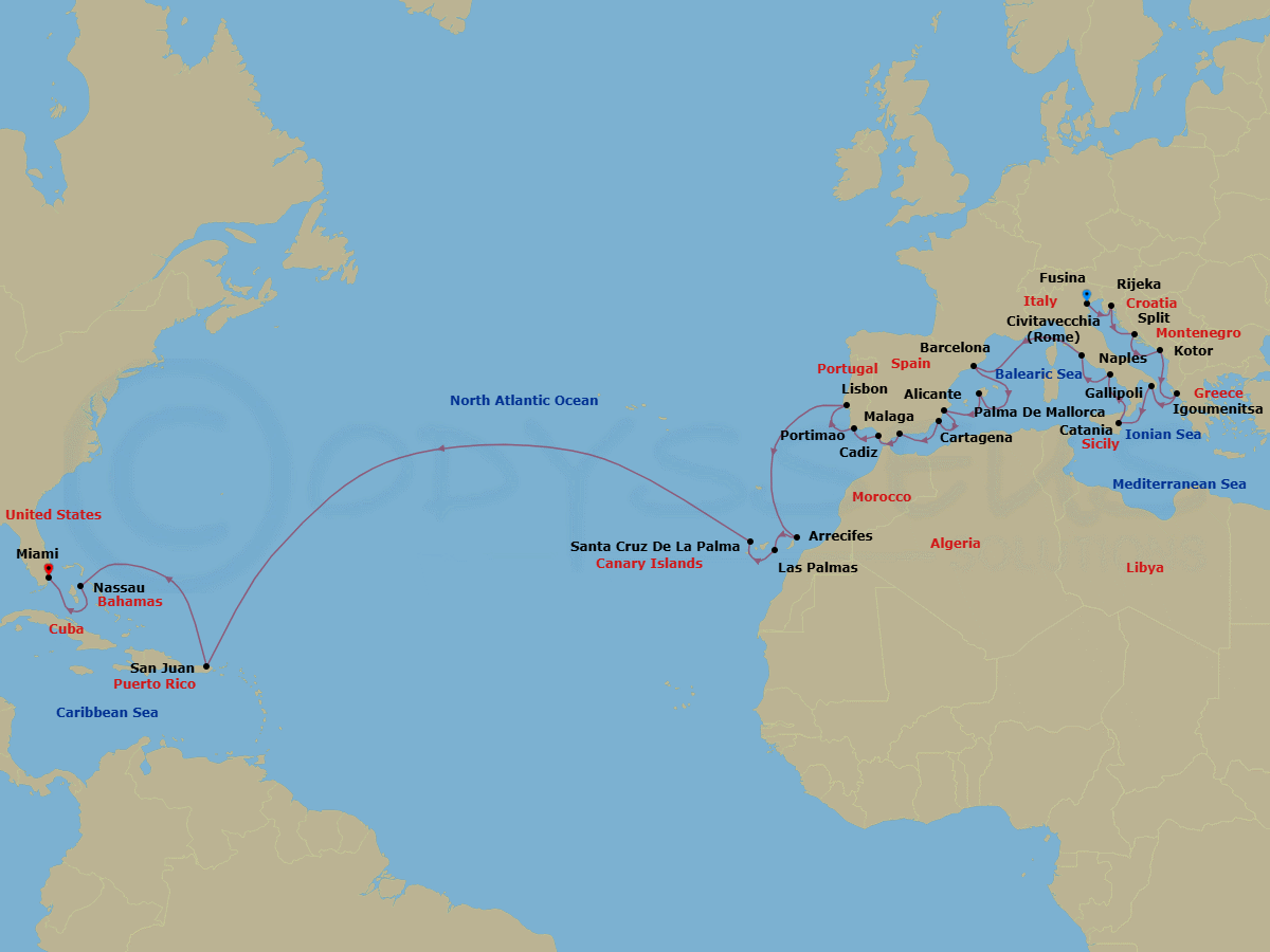 Itinerary map