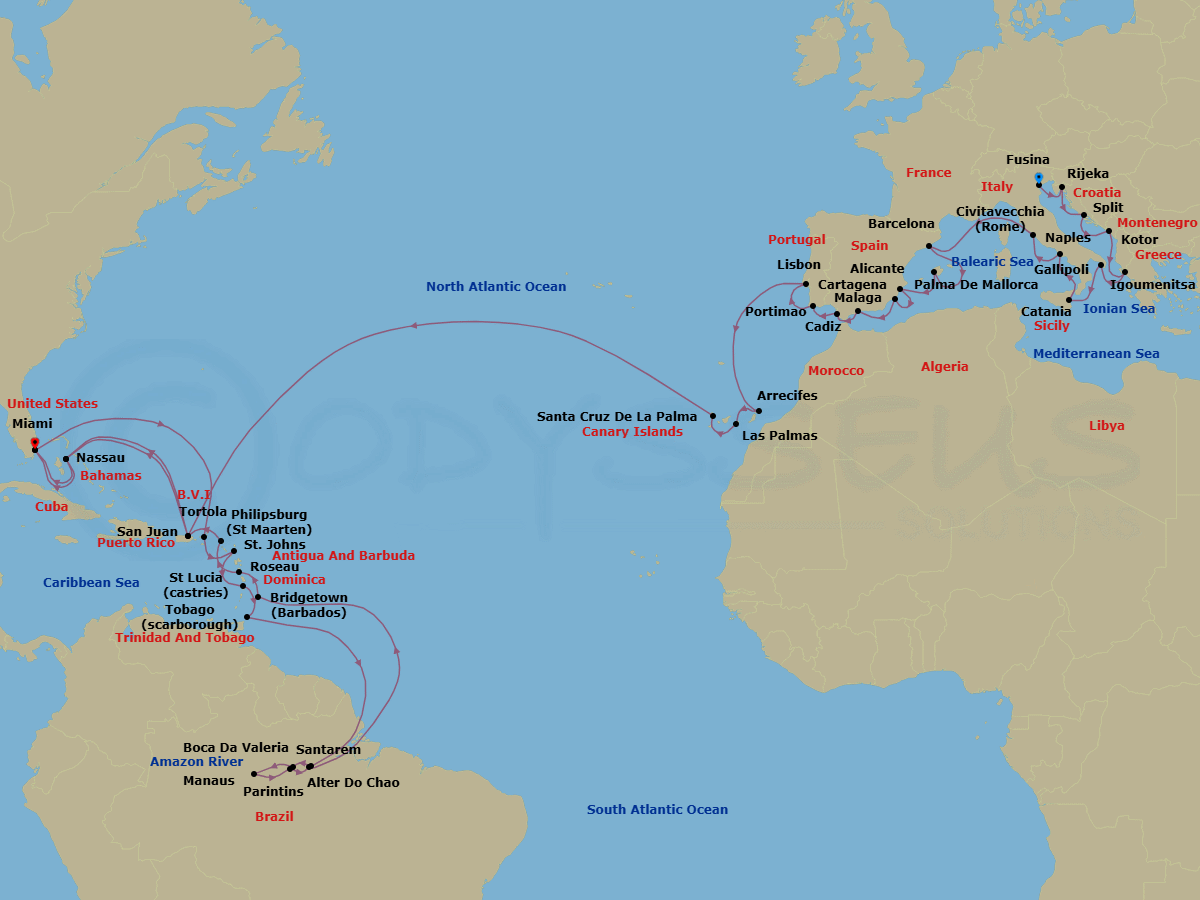 Itinerary map