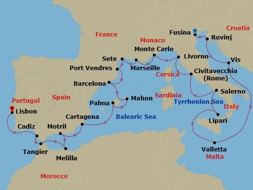 Itinerary map