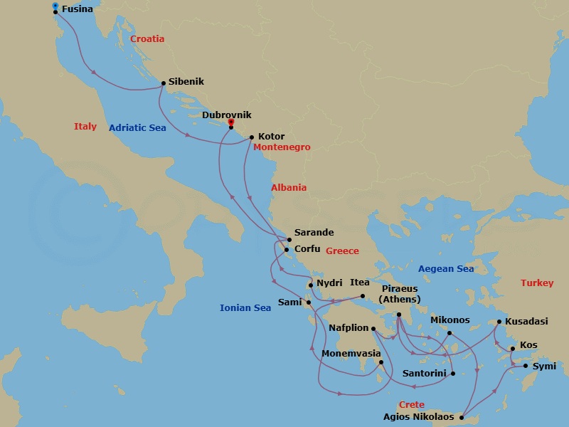 Itinerary map