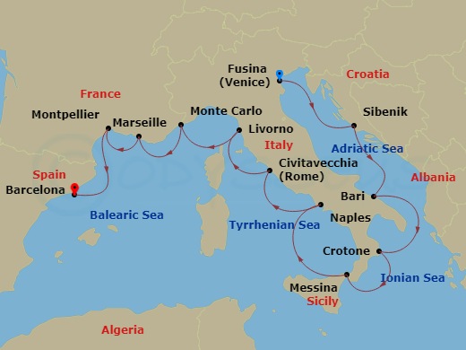Itinerary map