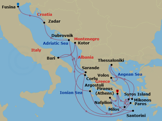 Itinerary map