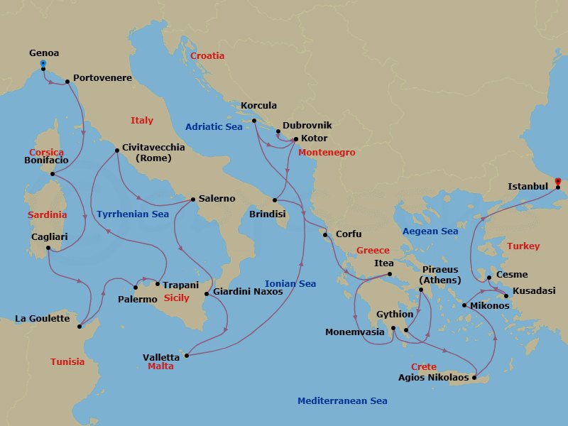 Itinerary map