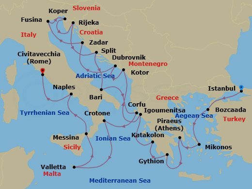Itinerary map