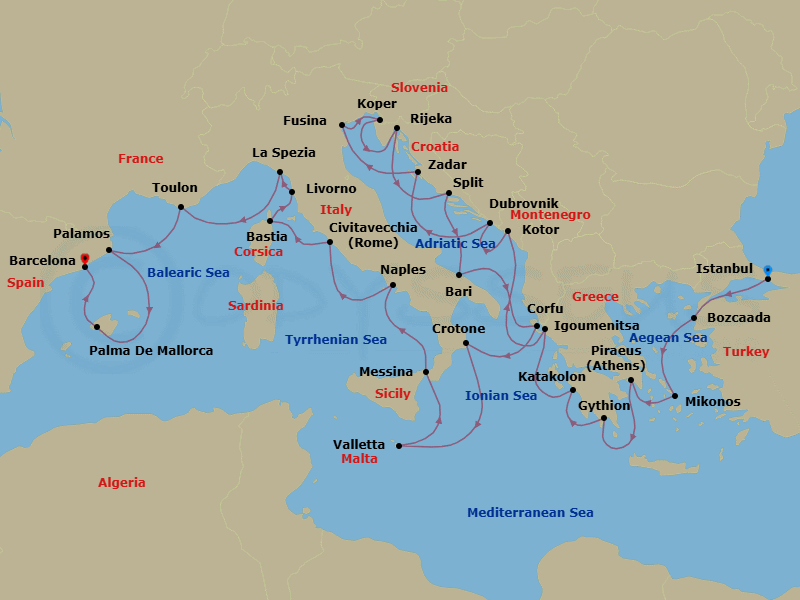 Itinerary map