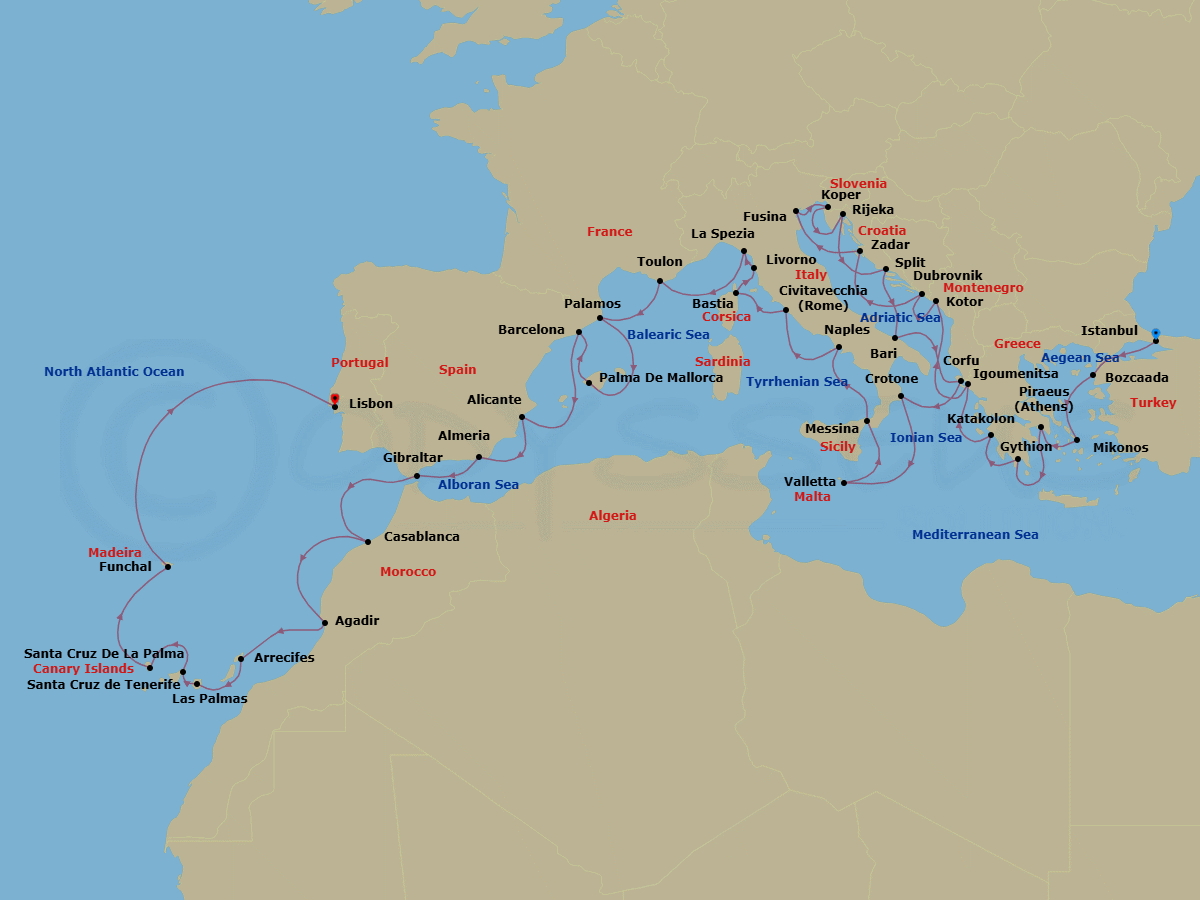 Itinerary map