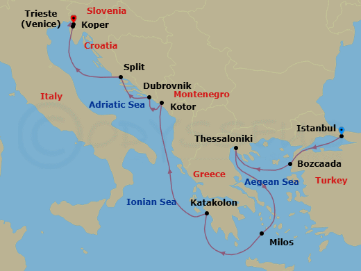 Itinerary map