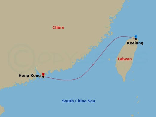 Route map: Keelung (Taipei) → HONGKONG
