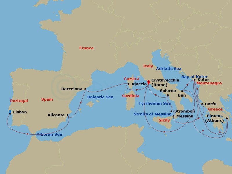 Itinerary map