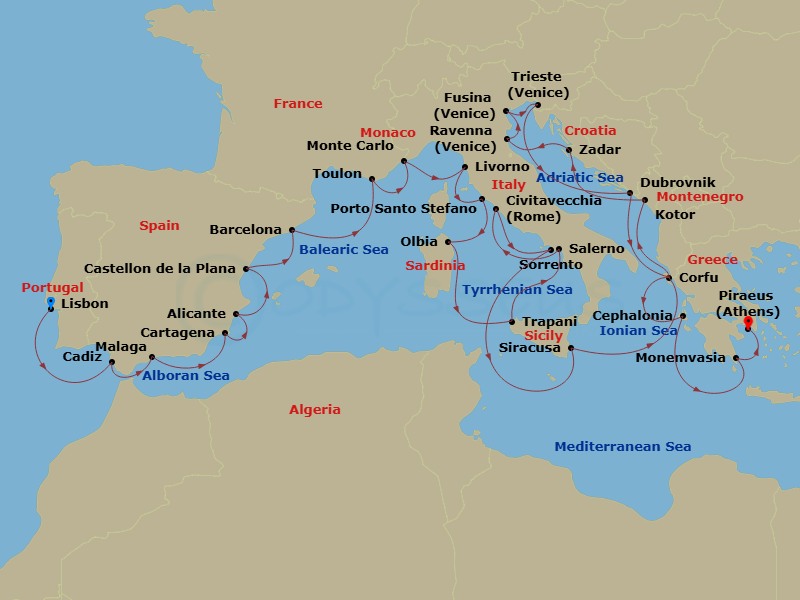 Itinerary map